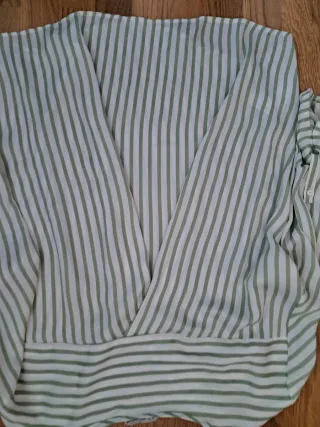 Blusa mujer rayas verde y blanco manga larga