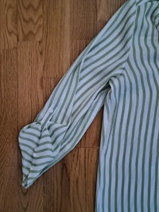 Blusa mujer rayas verde y blanco manga larga