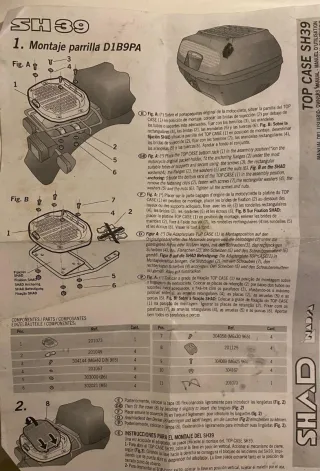 Maleta Baúl Moto Negra 39 litros.