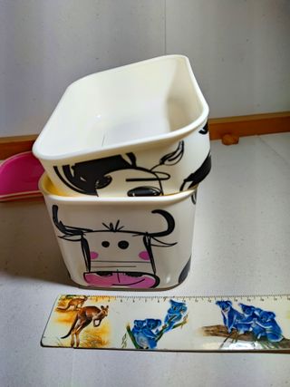 2 Contenitori TupperWare Mucca 10cm x 14cm  Dimens