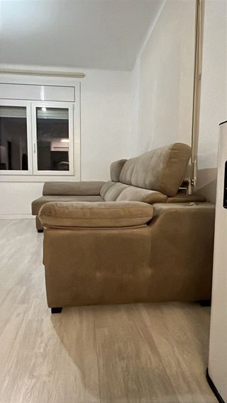 Sofá chaise longue tela marrón