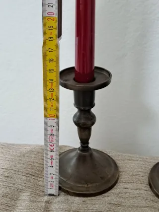 Coppia Candelabri Ottone Brunito Stile Impero