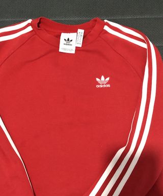 Sudadera Adidas Roja con Rayas Blancas