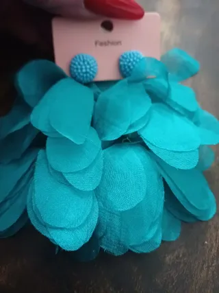 Orecchini a petalo stoffa teal