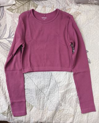 Camiseta crop top manga larga