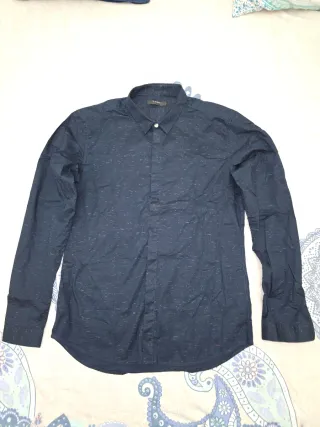 Camisa Y.Two azul manga larga algodón