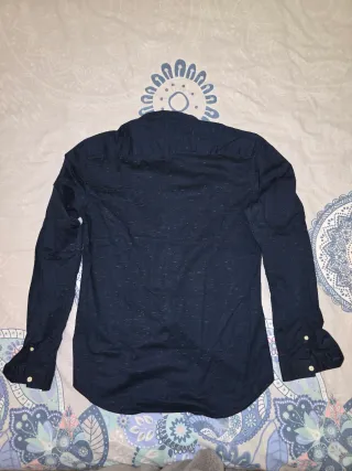 Camisa Y.Two azul manga larga algodón