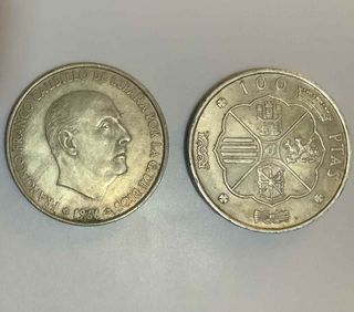 Lote 2 Monedas 100 Ptas Plata Franco 1966 (66, 67)