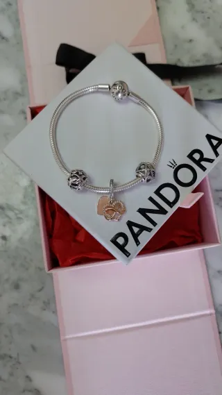 Pulsera Pandora con 3 charms Pandora