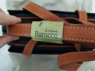 Borsa Rocco Barocco Pelle Nera e Cuoio