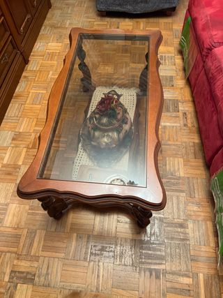 Mueble de salón antiguo madera y cristal