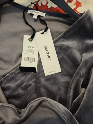 Abito donna velluto morbido grigio