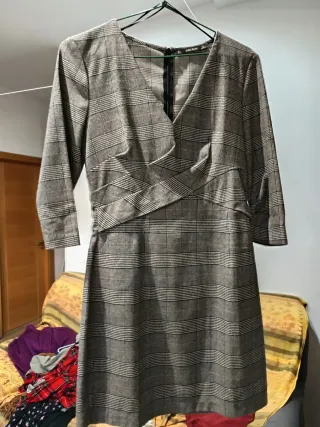 Vestido Zara cuadros gris