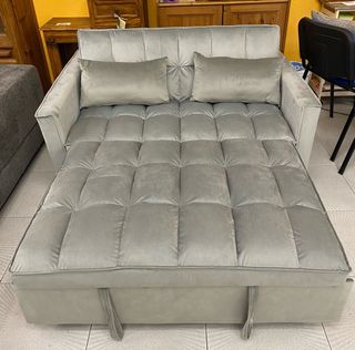 Sofá Cama Gris Terciopelo