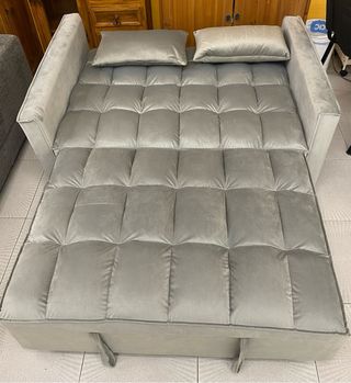 Sofá Cama Gris Terciopelo