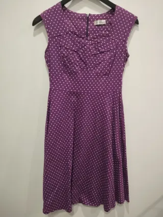 Vestido Pin Up Morado Lunares Talla L