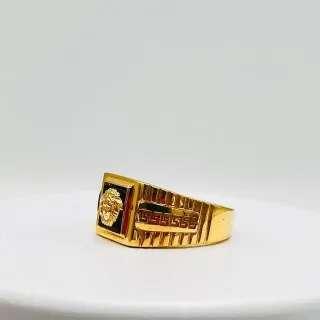 Sello Cuadrado Medusa Onix 18K