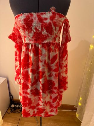 Vestito copricostume rosso e bianco