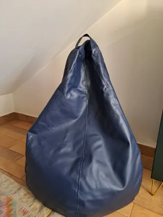 Puf azul piel sintética El Corte Inglés