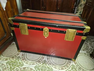 Baule Cassa da Viaggio Antica Legno Laccato