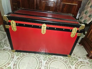 Baule Cassa da Viaggio Antica Legno Laccato