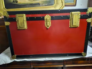 Baule Cassa da Viaggio Antica Legno Laccato