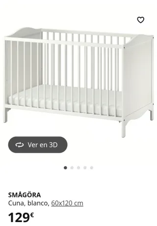 Cuna SMÅGÖRA blanca 60x120 cm