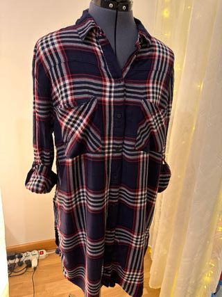 Vestito camicia lunga a quadri