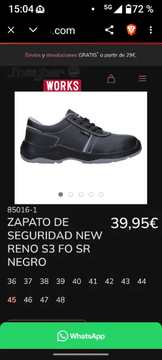 Zapatos de seguridad J Hayber Negros