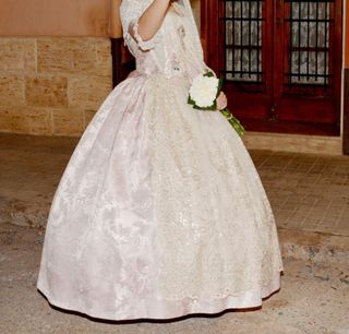 Traje Fallera Talla 38/S Rosa y Blanco