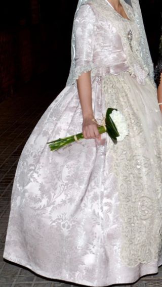 Traje Fallera Talla 38/S Rosa y Blanco