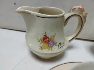 Antiguo juego de café tú y yo, firma Antonio Peyro