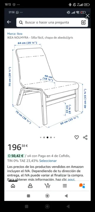 Silla Hamaca Tela y Madera