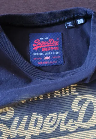 Camiseta Superdry Talla S Negra Dorada