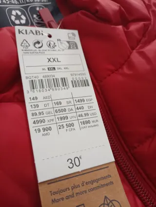 Chaleco Kiabi Hombre XXL Rojo