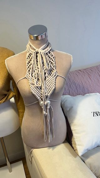 Collar Peto macramé beige
