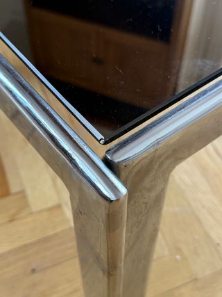 Mesa centro vintage cristal y aluminio