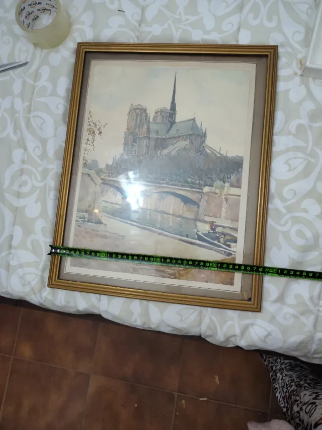 Cuadro Catedral Notre Dame París Antigua bueno