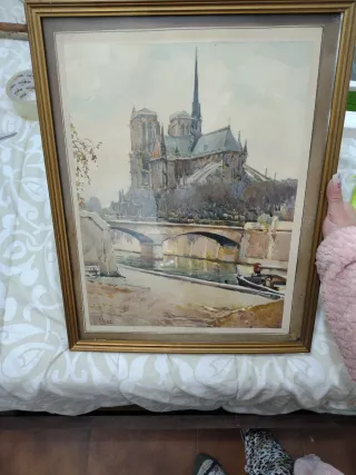 Cuadro Catedral Notre Dame París Antigua bueno