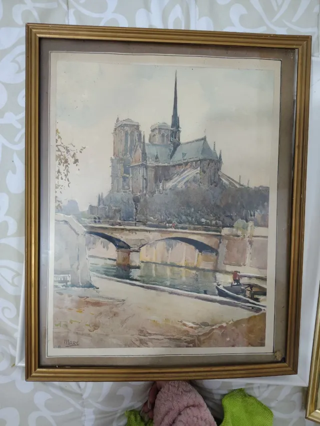 Cuadro Catedral Notre Dame París Antigua bueno