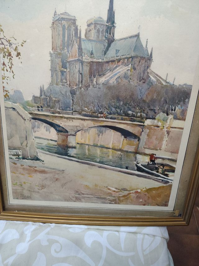 Cuadro Catedral Notre Dame París Antigua bueno