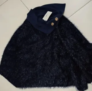Mantella poncho glitter blu
