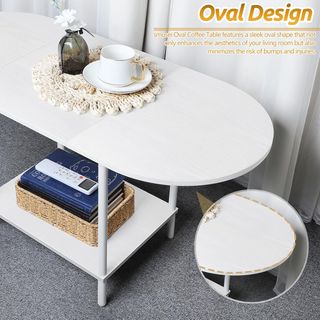 Mesa centro ovalada madera y metal