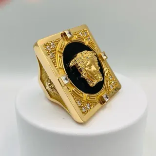 Sello Medusa Onix 18K Grande