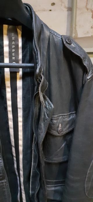 Cazadora de Piel  en marrón oscuro Talla XXL