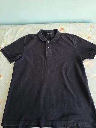 Camiseta Polo Zara Hombre Negra