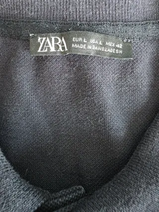 Camiseta Polo Zara Hombre Negra