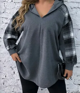 Sudadera con capucha y cuadros