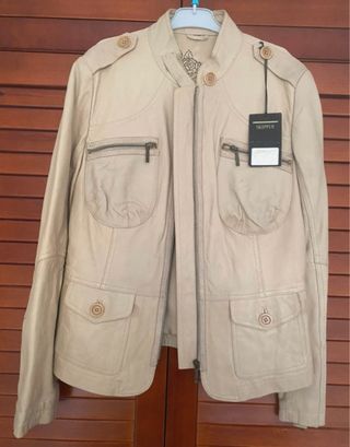 Cazadora de piel Skipper beige