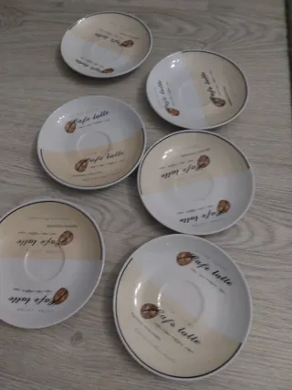 6 Platos de Porcelana para Café Latte